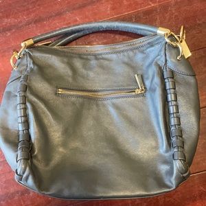 vince camuto grey and gold bag